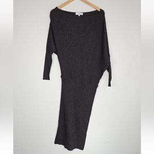 Reiss Vera Metallic Draped One Shoulder Dress Midi Chocolate Size S Womens